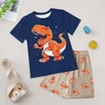 thumbnail image 2 of NOLDARES Baby Boy Toddler Shorts Set Clothes Summer 2pcs Outfit Cute Colorful Print Short Sleeve Cotton Shirt Top Pull on Shorts Pockets(Navy,4-5 Y), 2 of 5