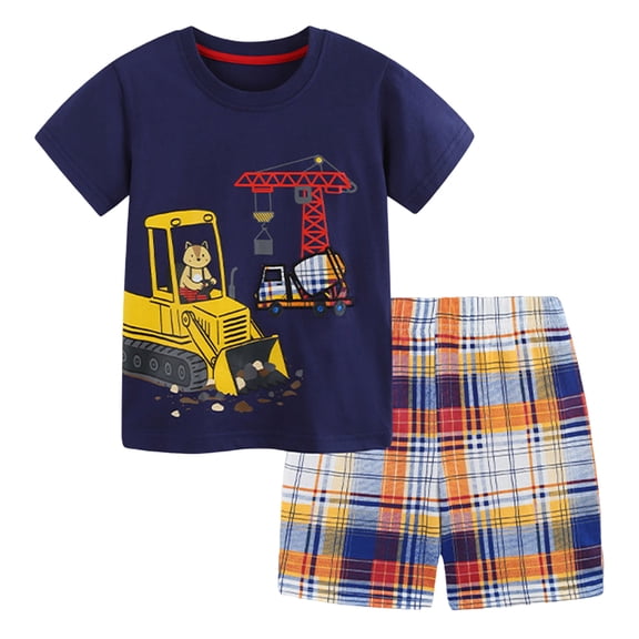 TSHXS Boys Shorts Set Boys Size 6 Clothes Boys Clothing Sets Loose Athletic Crew Neck T-Shirt And Short Outfits