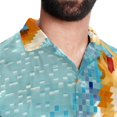 thumbnail image 5 of Pixel Dog Men's Short Sleeve Spread Collar Button Down Beach Print Casual Shirts, 5 of 6