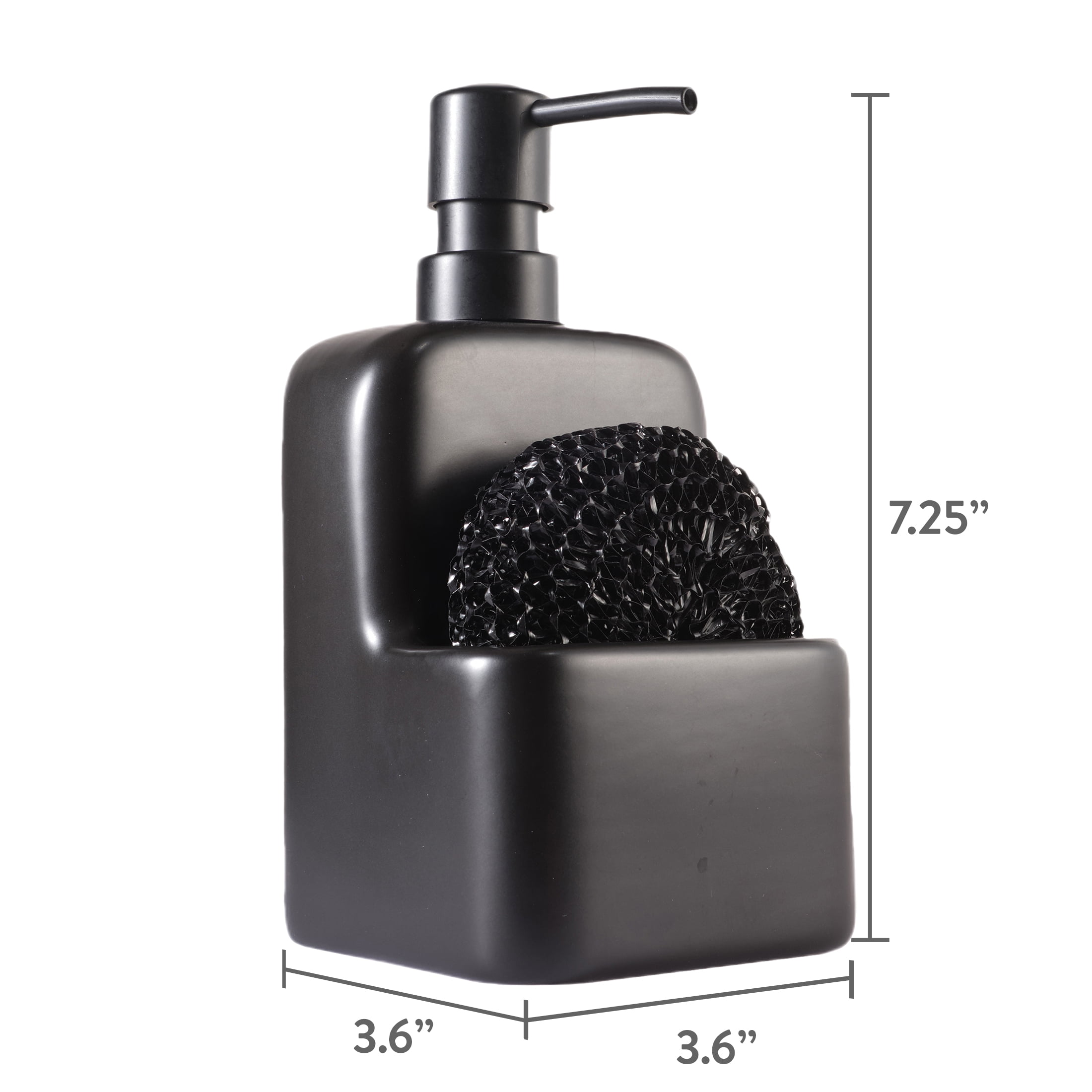 Mainstays Ceramic Liquid Soap Pump with Sponge Caddy Black Ceramic