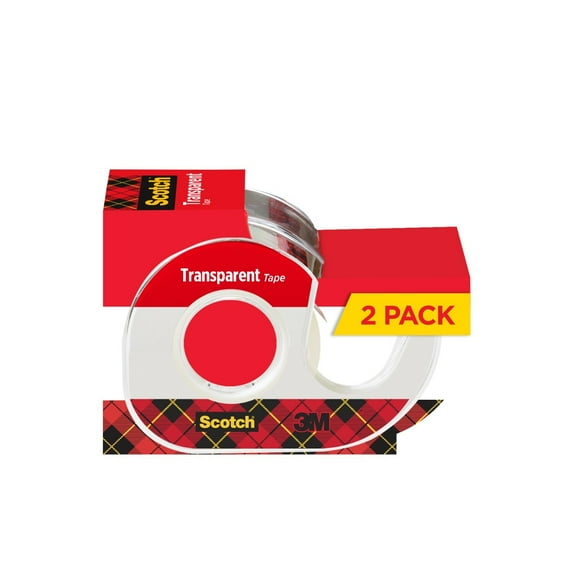 Scotch Transparent Tape Dispensers, Clear, 3/4 in x 250 in, 2 Tape Dispensers