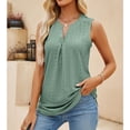 thumbnail image 2 of Camiseta sin mangas hueca, camiseta sin mangas plisada con cuello en V, camiseta sin mangas de color puro, camiseta sin mangas plisada, calidad en la que puede confiar, 2 of 6