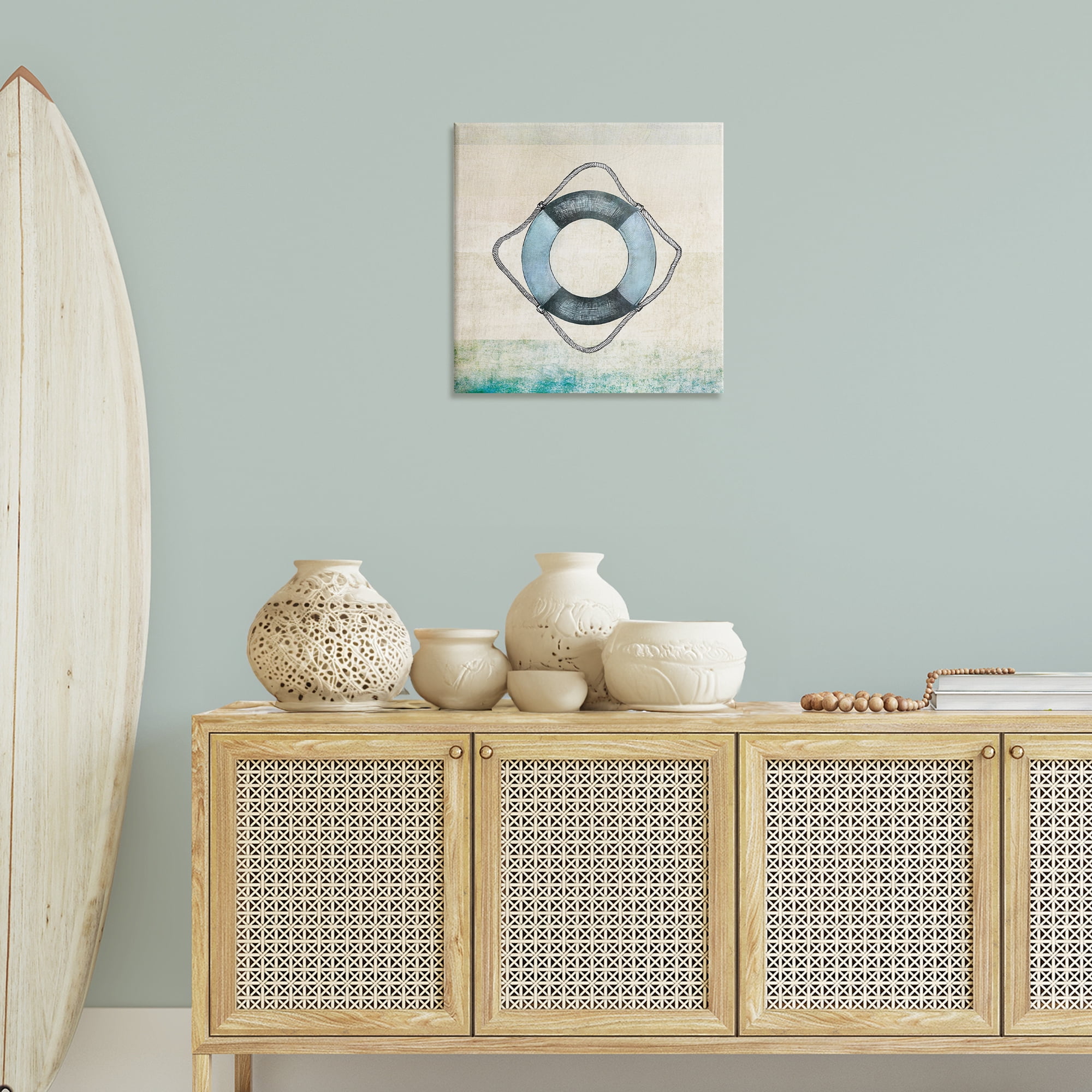 Stupell Industries Rustic Maritime Life Ring Nautical & Beach Painting Wrapped Canvas Art Print Wall Art, 24 x 24