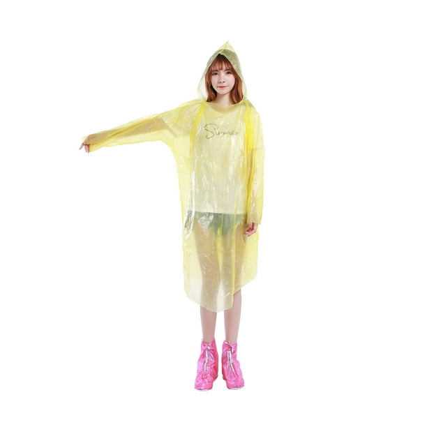 Thefound Unisex Long Disposable Raincoat Rainwear Adults Hooded Rain Poncho Other One Size