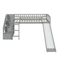 thumbnail image 3 of Bellemave Twin Size Loft Bed with Slide and Stair,Solid Wood Low Loft Bed with Storage Drawers and Guardrails for Teens Bedroom(Gray), 3 of 13