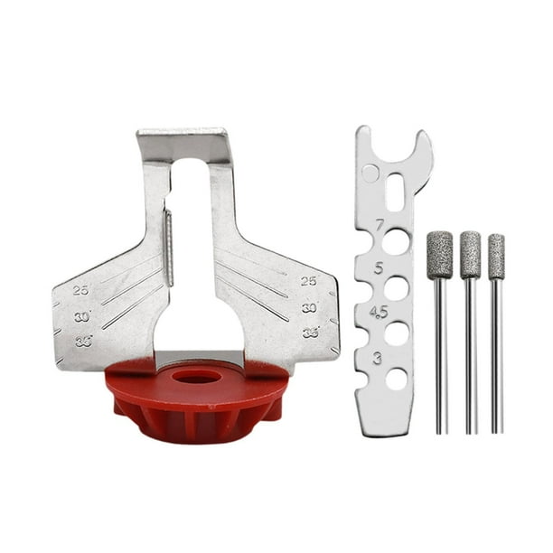 Kit de accesorios para afilar motosierras con guía angular, regla y llave para motosierra. Rojo