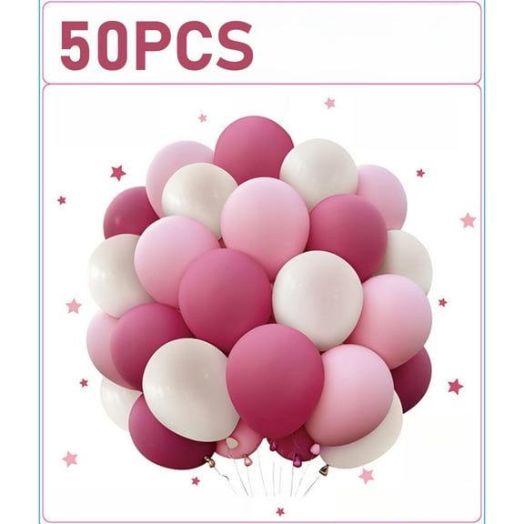 50PCS Balloons Card Ribbon, 12 Inch Latex Happy Birthday Balloons, Party Balloons for Boho Birthday Baby Shower Engagement Wedding Anniversary Party Decorations
