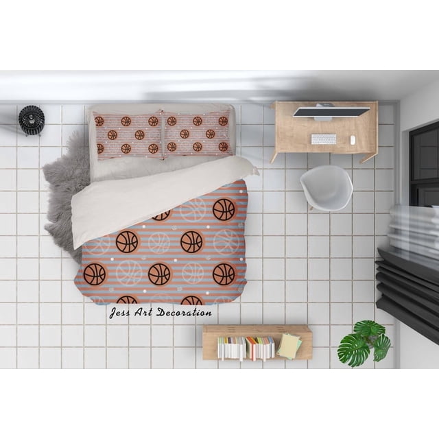 3D Basketball Pattern Quilt Cover Set Bedding Set Duvet Cover Pillowcases WJ