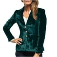 thumbnail image 2 of Pyhlmscde Women Velvet Jacket V Neck Slim Fit Slit Long Sleeves Coat Retro Casual Suit, casual chic outfits for women, womens blazers dressy casual, jackets for women, 2 of 5