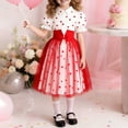thumbnail image 3 of OGLCCG Princess Dress for Girls Lapel Collar Puff Sleeve Tulle Dress for Birthday Party Cute Hearts Print Lace Summer Dresses 2-8 Years, 3 of 5