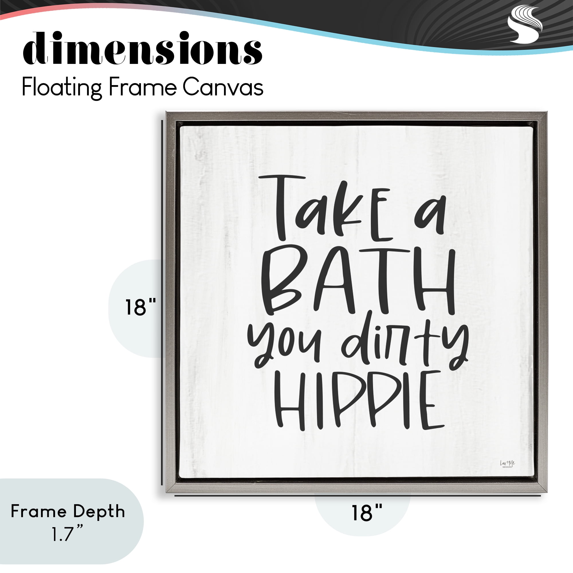 Stupell Industries Take A Bath Dirty Hippie Gray Framed Floater Canvas Wall Art, design by Lux + Me Designs