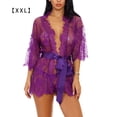 thumbnail image 1 of Mujeres Kimono Camisón Lencería de encaje Bata Sexy Malla de dormir, XXL, Morado Yuarrent XX000064-27, 1 of 7