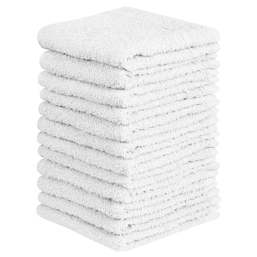 Beauty Threadz 12 Pack 100 Cotton wash Cloths (White, 12 x 12