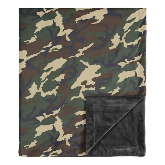 Sweet Jojo Designs Woodland Camo Green Black and Brown Baby Security Blanket