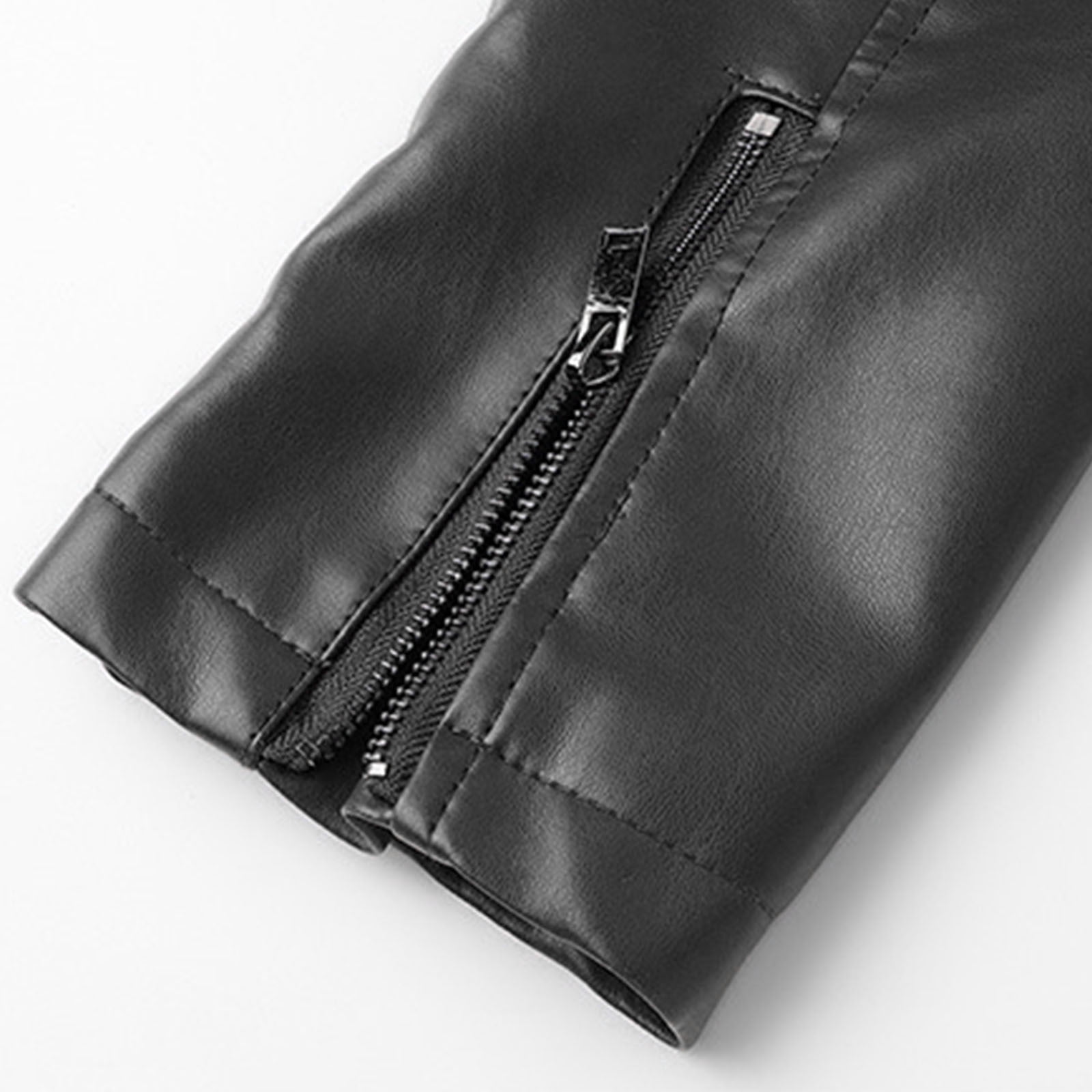 HOOMEUMY Men's Stand Collar Leather Jacket Casual Slim Fit Motorcycle Faux Leather Outerwear Windbreaker Coats with Pockets (Black,M）
