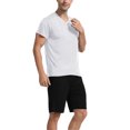 thumbnail image 2 of CHUOU Men's Pajama Set Lightweight Quick Drying Short Sleeved V Neck Shirt And Shorts Soft And Comfortable Sleeping Set Style Three, 2 of 4