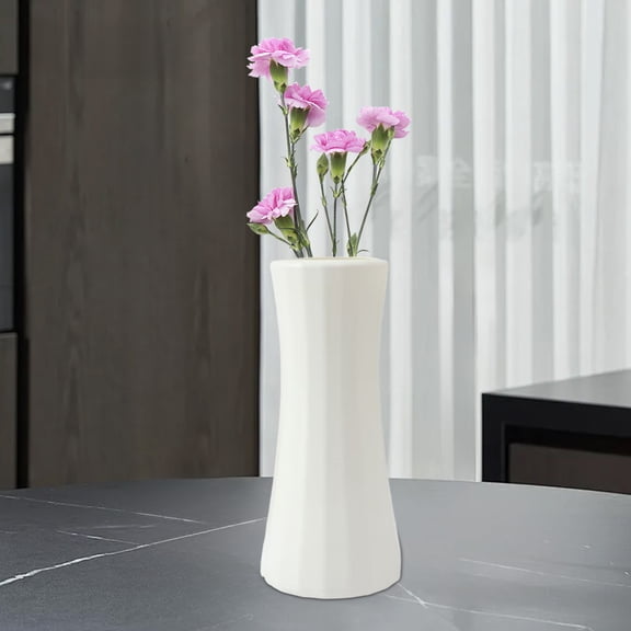 Konghyp Decorative Plastic Vase - Elegant Floral Centerpiece for Weddings, Home & Office Decor, Perfect for Fresh or Artificial Flowers (Blue/White/Orange)