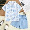 thumbnail image 2 of Baby Boy Outfits Graphic Print Lapel Short Sleeve Pocket Shirt Top And Shorts 2 Piece Daily Wear Boys' Clothing Sets Size 2-3 Years, 2 of 8