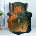 thumbnail image 4 of Fantasy Soft Flannel Fleece Throw Blanket, Flying Man with Balloons in Sky Starry Night Freedom Fun Theme Illustration, Cozy Plush for Indoor and Outdoor Use, 50" x 70", Orange Ash Grey, by Ambesonne, 4 of 5