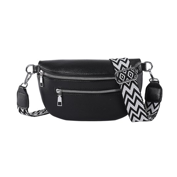 husxh Women Stylish Crossbody Bag with Wide Strap Vintage Chest Bag Pu Leather Simple Shoulder Bag Travel Outdoor Bag