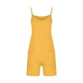 thumbnail image 3 of Xihbxyly Jumpsuits for Women Casual Womens Summer Casual Sleeveless Rompers Loose Spaghetti Strap Shorts Jumpsuit Linen Scoop Neck Wide Leg Jumpsuit with Pockets Yellow L #5, 3 of 5