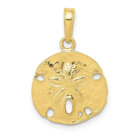 Auriga Fine Jewelry 10K Yellow Gold Polished Sand Dollar Pendant for Women (L-34.5 mm,W-15.25 mm)