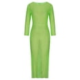 thumbnail image 4 of Women Dresses Plus Long Sleeved Sexy Round neck Leisure Dresses Solid Fashion Dresses Green Trendy Skirt Size L, 4 of 6