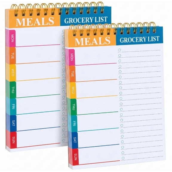 2pcs Weekly Meal Planner and Grocery List - 100 Undated Sheets Planning Pad for Organized Daily Menu, Tear-Off Notepad for Convenient Shopping,3.5''x2''
