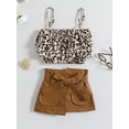 thumbnail image 2 of Bagilaanoe 3Pcs Toddler Baby Girls Skirt Set Leopard Print Sleeveless Camisole Tops + PU Leather Skirt 1T 2T 3T 4T 5T 6T Kids Casual Outfits, 2 of 9