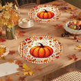 thumbnail image 6 of Pumpkin Maple Leaf Placemats, Vintage Fall Harvest Round Heat Insulated Placemats for Thanksgiving Party Catering Decorations, 6 of 6