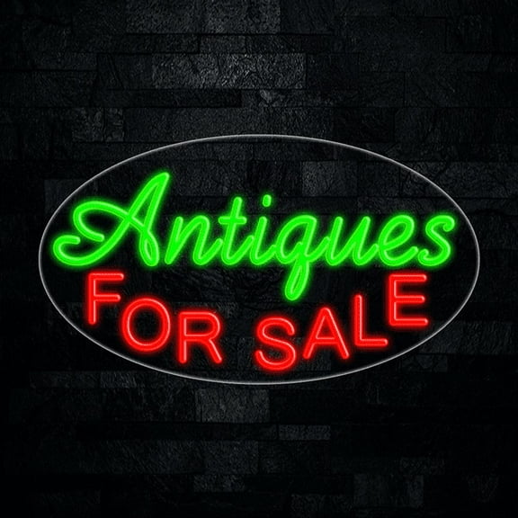 Antiques for sale LED Neon Sign 28"L x 16"H #34492
