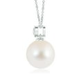 thumbnail image 2 of ANGARA Freshwater Cultured Pearl Pendant with Bezel Diamond in 925 Sterling Silver for Women | June Birthstone, Birthday, Anniversary, Jewelry Gift for Women | Pearl Necklace, 2 of 8
