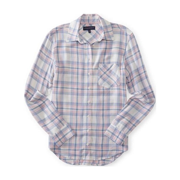 Camisa de franela a cuadros Aeropostale para mujer color blanco roto pequeña