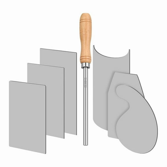Card Scraper Burnisher and 6 Pcs Cabinet Scraper Set for Woodworking Card Woodworking Burnishing Include 3 Rectangle,6 * Cabinet Silver