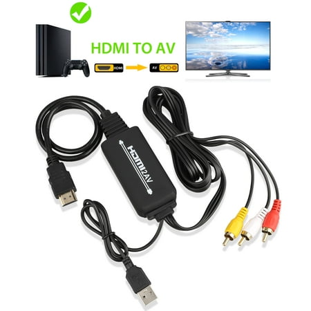 HDMI to Audio Video Converter, HDMI to RCA Converter Compatible for Amazon Fire Stick, HDMI to Older TV Adapter Compatible for Roku Streaming Stick Supports PAL/NTSC,