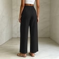 thumbnail image 7 of Lmueinov Women Summer Drawstring Waist Wide Leg Pants Linen Blend Elastic Waist Casual Trousers with Pockets Soft Breathable Summer Pants, 7 of 7