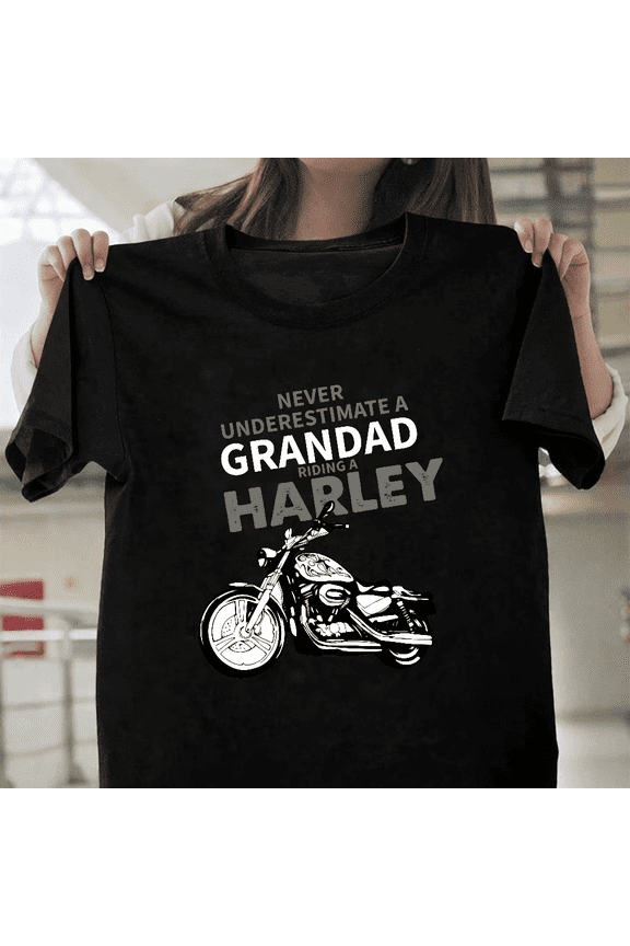 Harley Grandpa Motorcycle Graphic Biker Rider Vintage Retro Wheel Unisex T-Shirt, up to size 3XL.