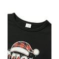 thumbnail image 6 of Christmas Family Pajamas Matching Set, Long Sleeve Letters Print T-shirt with Plaid Pants Sleepwear Loungewear, 6 of 9