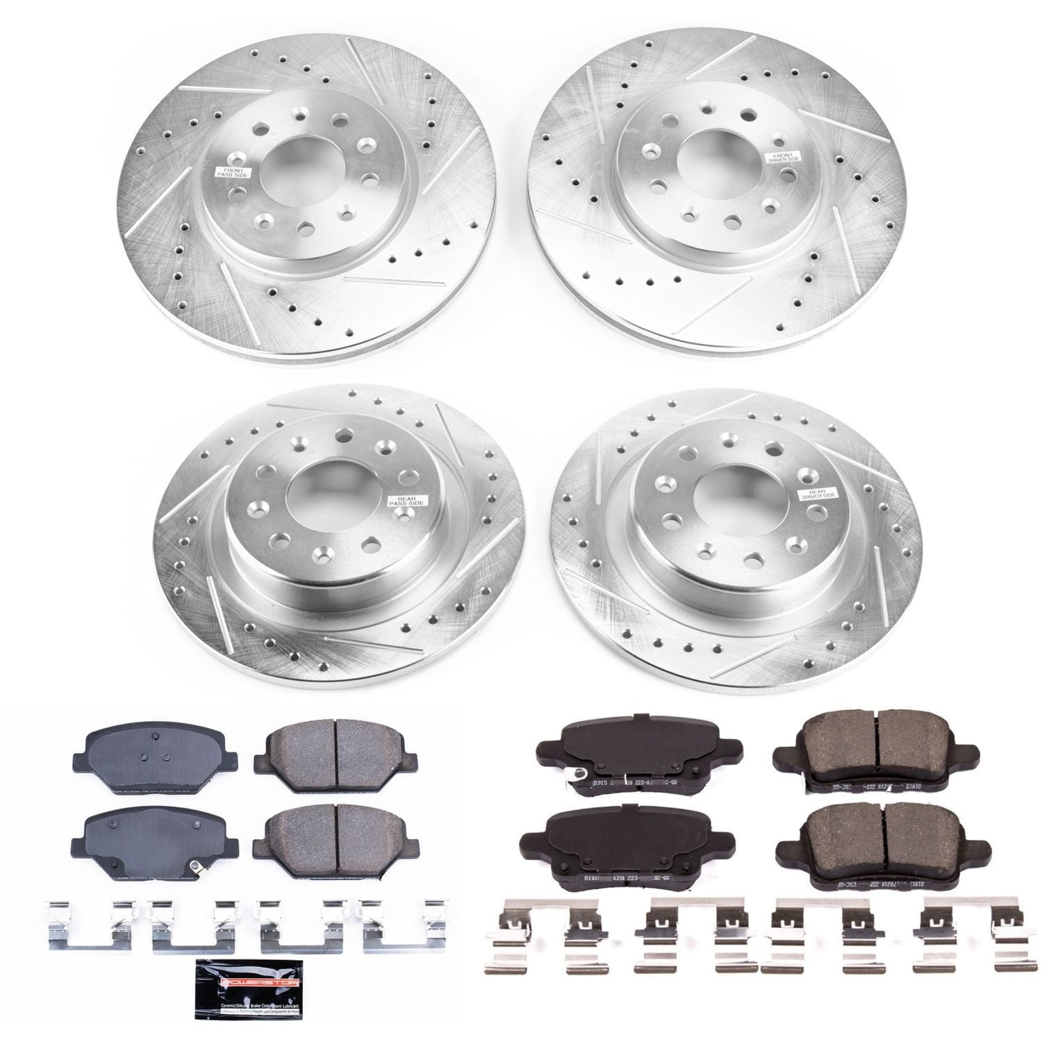 PowerStop Front and Rear Z23 Evolution Sport Carbon-Fiber Ceramic Brake Pad and Drilled & Slotted Rotor Kit Fits: BUICK CHEVROLET GMC Select Models K7565