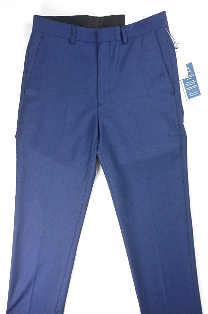 Ryan Seacrest Mens Solid Modern Fit Dress Pants Slacks, Blue, 30W