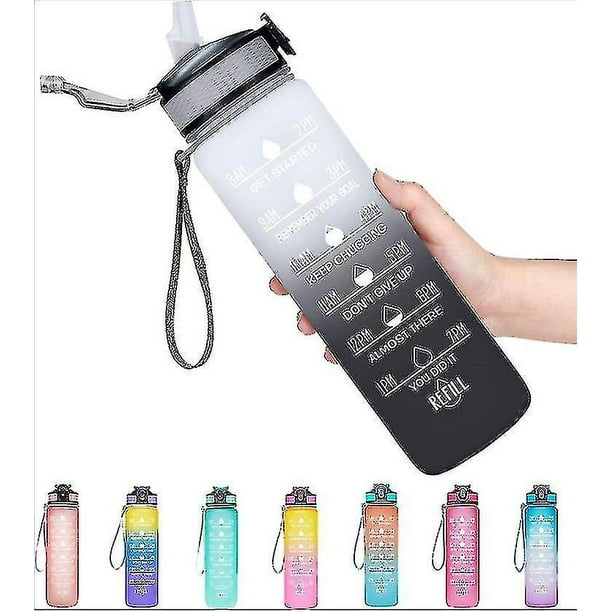 1 Liter Sports Water Bottle Leakproof Gym Fitness Jug With Time Scale Motivational Drinking