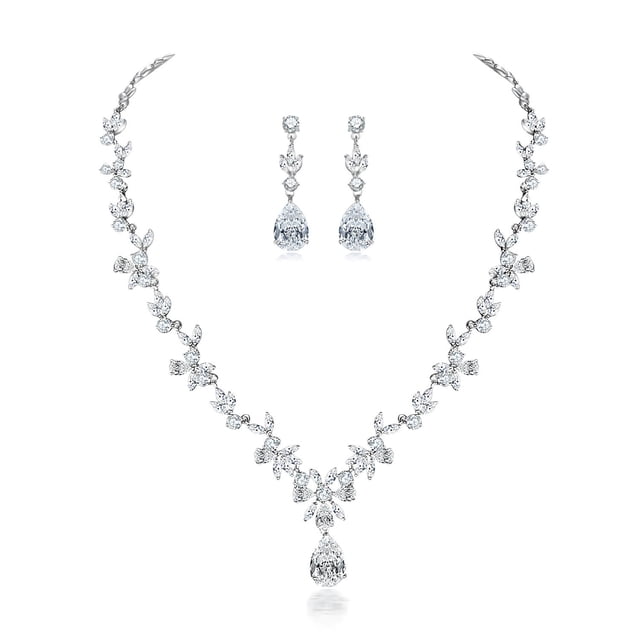 Set de joyas Hadskiss para mujer, boda, fiesta, novia, circonita blanca