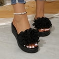 thumbnail image 2 of Women's Flower Appliques Platform Slippers Comfortable Slip-On Wedge Sandals Open-Toe Casual Dress Heels Sandals, 2 of 9