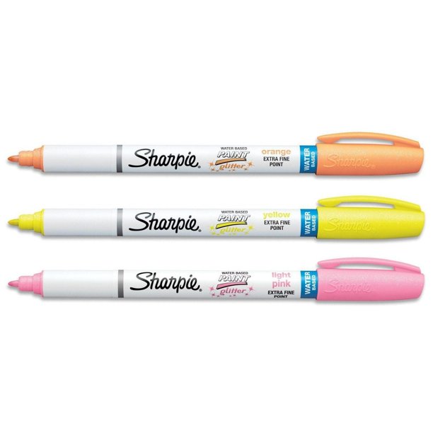 3 Pack Sharpie Glitter Markers Water Based For Paint Craft With Extra