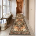 thumbnail image 7 of Washable Runner Rug, 3x10 Non-Slip Boho Vintage Hallway Rug with Rubber Backing, Low Pile Faux Wool Distressed Carpet Runner for Bedroom, Kitchen, Laundry, Entrance, 7 of 7