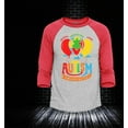 thumbnail image 2 of Shop4Ever Men's Autism Awareness with Balloons Raglan Baseball Shirt X-Large Heather Grey/Red, 2 of 4