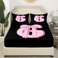 thumbnail image 3 of Erosebridal Kawaii Initial Letter Sheet Set Full, Monogrammed G Bedding Sets Full Size, Pink Ribbon Cow Reversible Full Sheet Sets, Ultra Soft Bedroom Decoration, 4pcs, 3 of 7