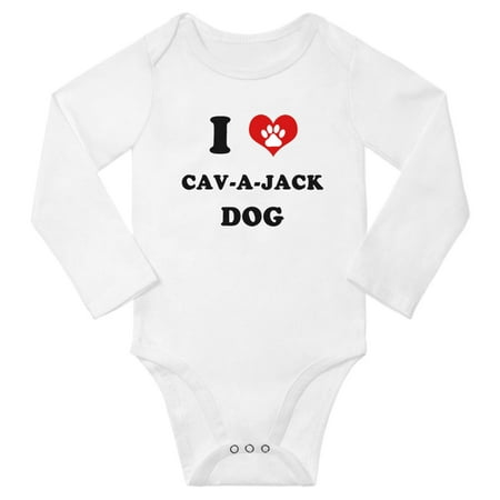 

I Heart Cav-a-Jack Dog Baby Long Rompers Baby Long Clothes (White 3-6 Months)