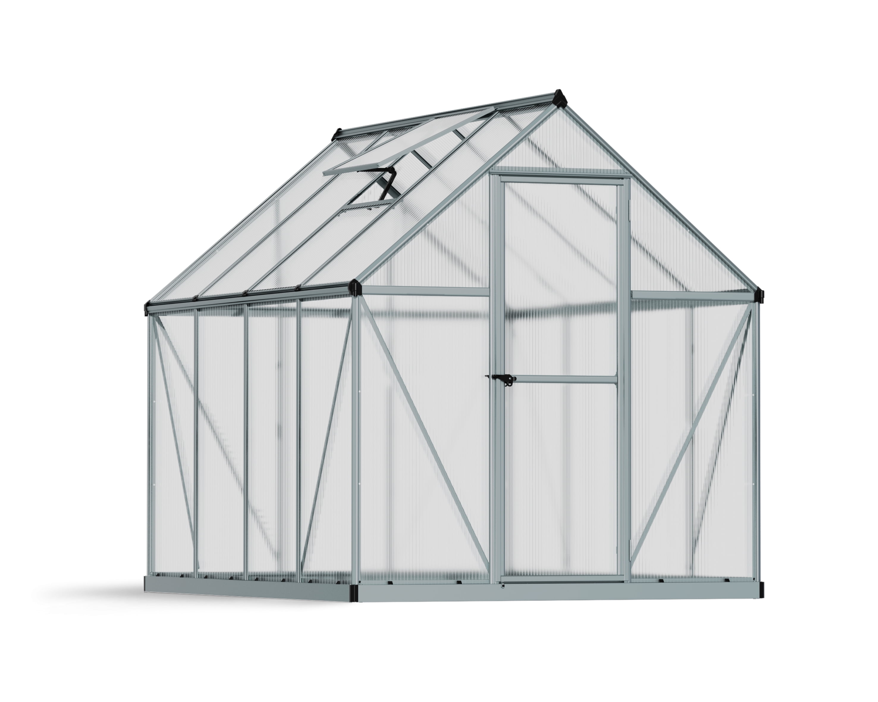 Palram - Canopia Mythos 6' x 8' Polycarbonate/Aluminum Walk-In Greenhouse – Gray - with Roof Vent