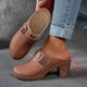 thumbnail image 2 of Correas de Tacón para Tacones Altos Bloque de Hebilla Tacón Clog Mules, Tacones Altos de la Mujer Estilo Madera Cerrado Dedo Del Pie, 2 of 9